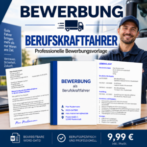 Bewerbung Berufskraftfahrer/in – professionelle Bewerbungsvorlage für Ihre Bewerbung
