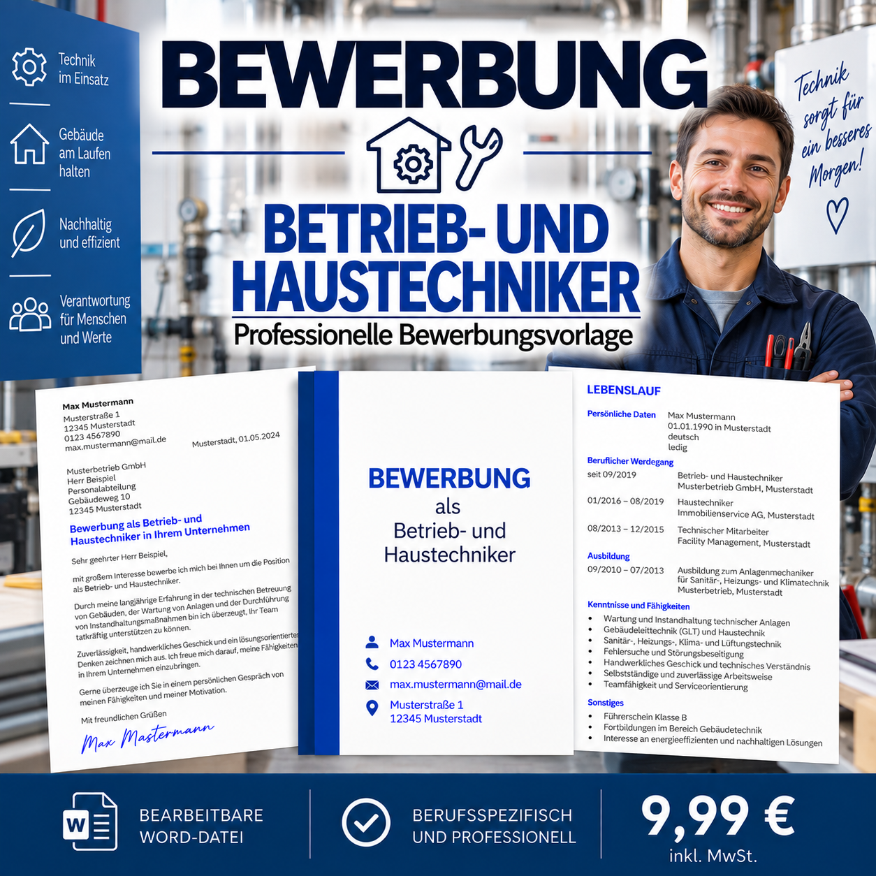 Bewerbung Betriebs- und Haustechniker/in – professionelle Bewerbungsvorlage für Ihre Bewerbung