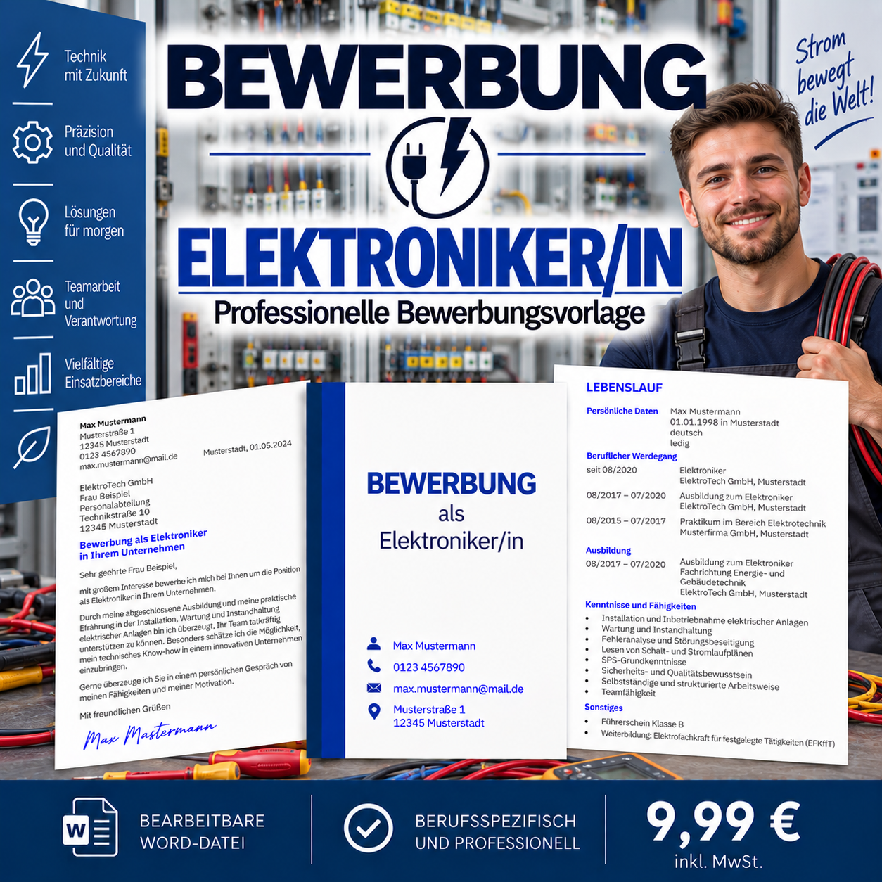 Bewerbung Elektroniker/in – professionelle Bewerbungsvorlage für Ihre Bewerbung