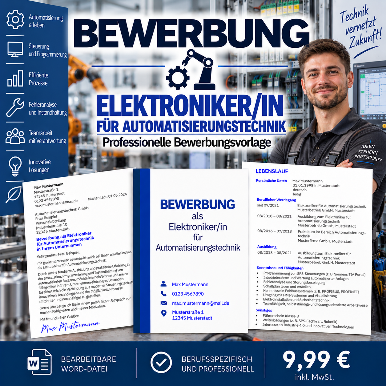 Bewerbung Elektroniker/in Automatisierungstechnik – professionelle Bewerbungsvorlage für Ihre Bewerbung