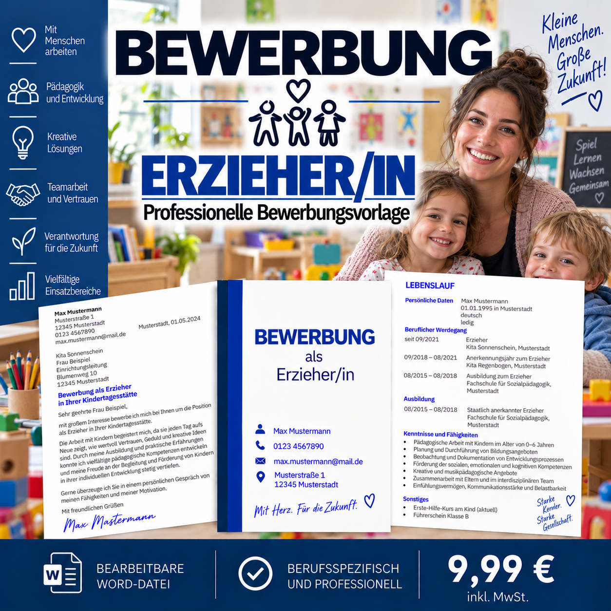 Bewerbung Erzieher/in – professionelle Bewerbungsvorlage für Ihre Bewerbung