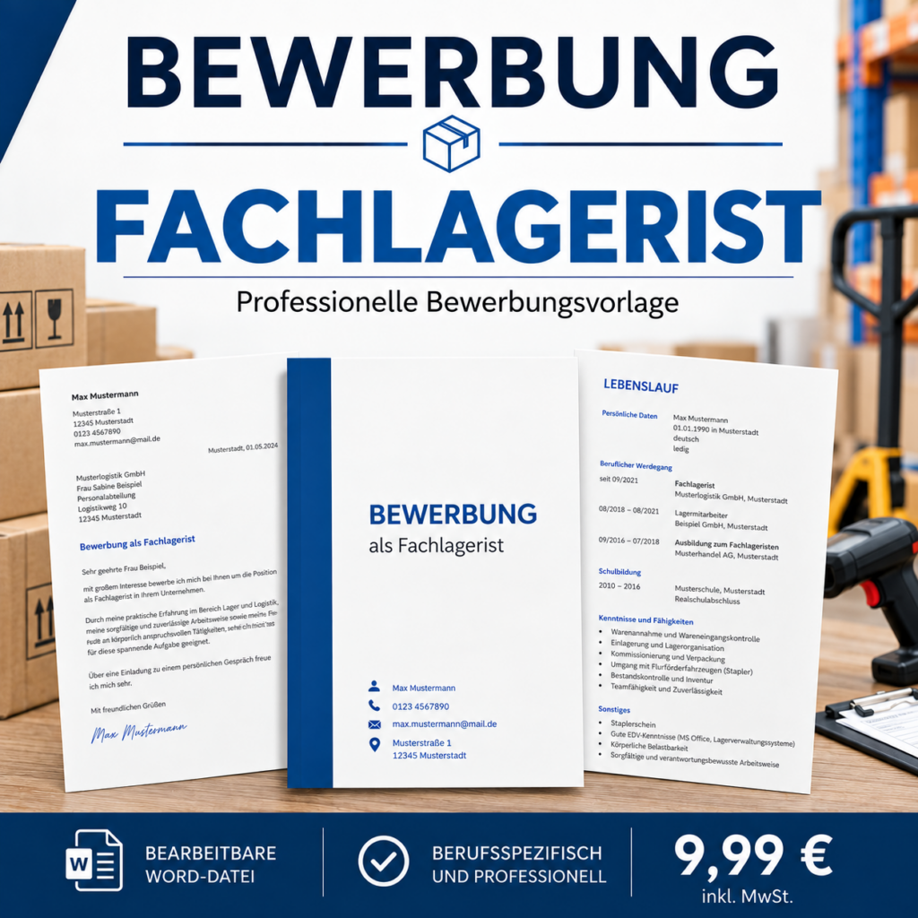 Bewerbung Fachlagerist/in – professionelle Bewerbungsvorlage für Ihre Bewerbung