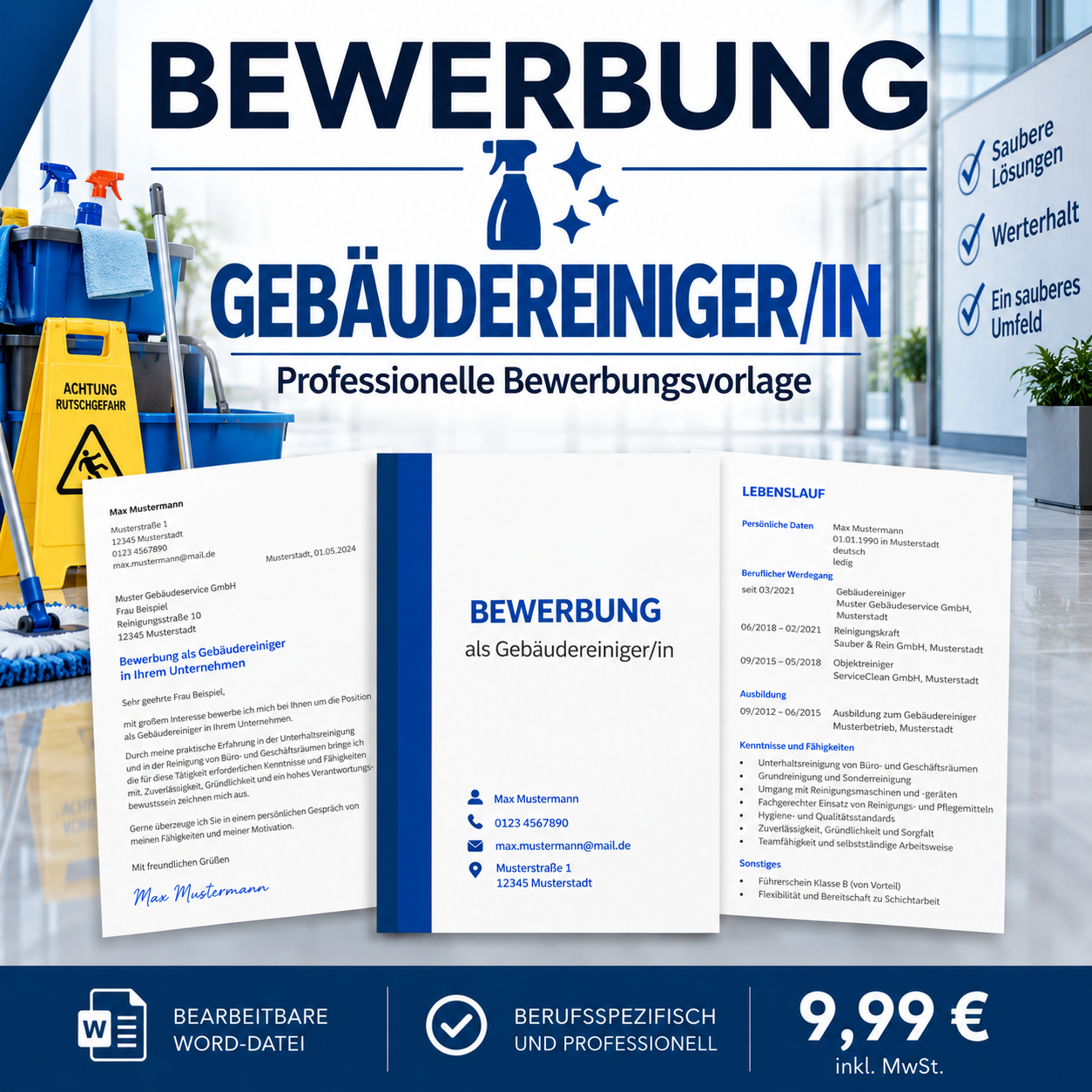 Bewerbung Gebäudereiniger/in – professionelle Bewerbungsvorlage für Ihre Bewerbung