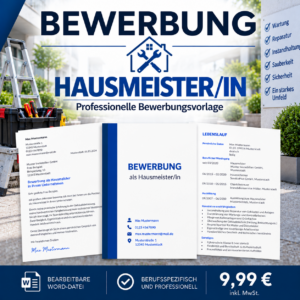 Bewerbung Hausmeister/in – professionelle Bewerbungsvorlage für Ihre Bewerbung