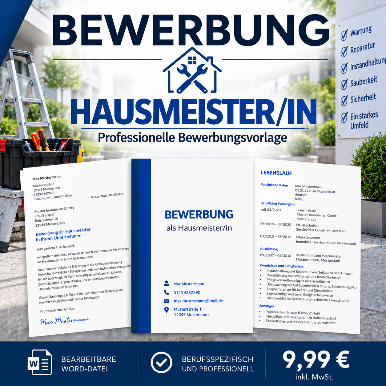 Bewerbung Hausmeister/in – professionelle Bewerbungsvorlage für Ihre Bewerbung